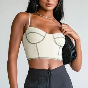 Princess Polly - LEILANI Crop Top Beige - never been worn-  size 4